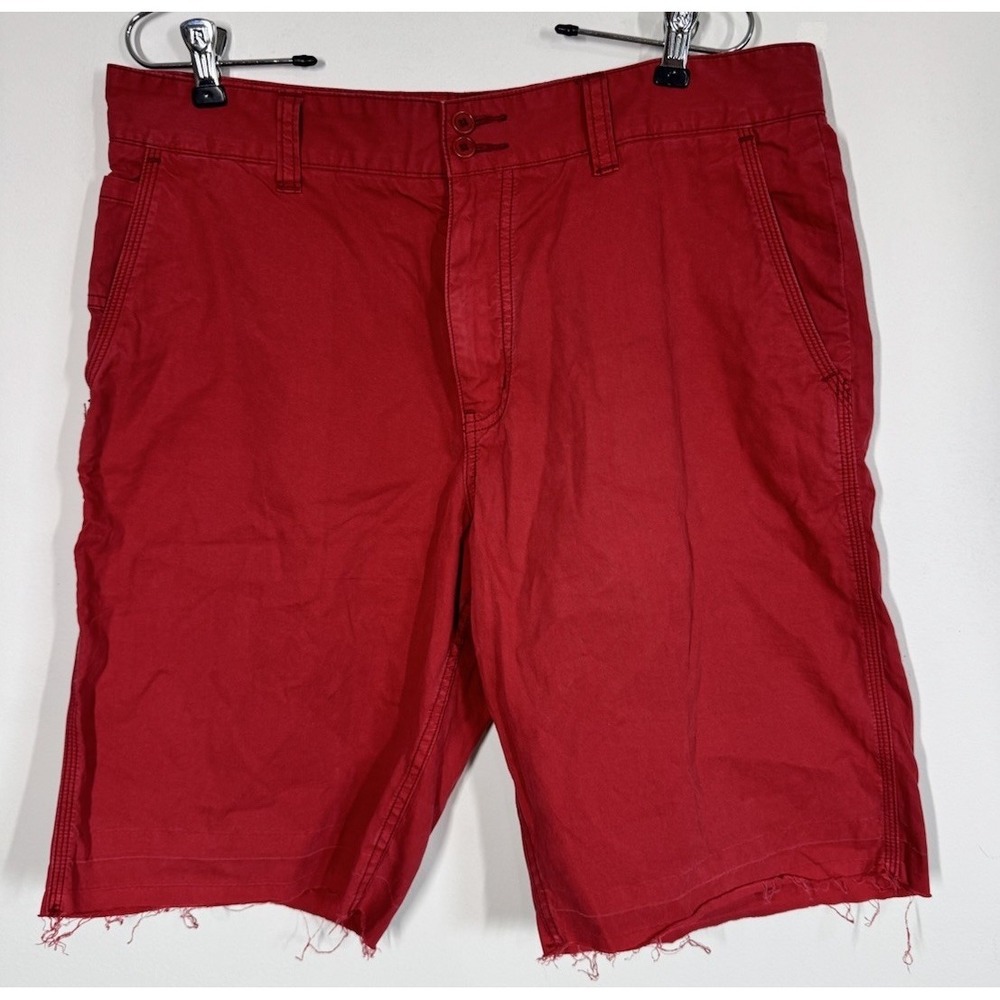 John Varvatos Red Flat Front Casual Raw Hem USA Chino Shorts Men's 34x10 Beach‎